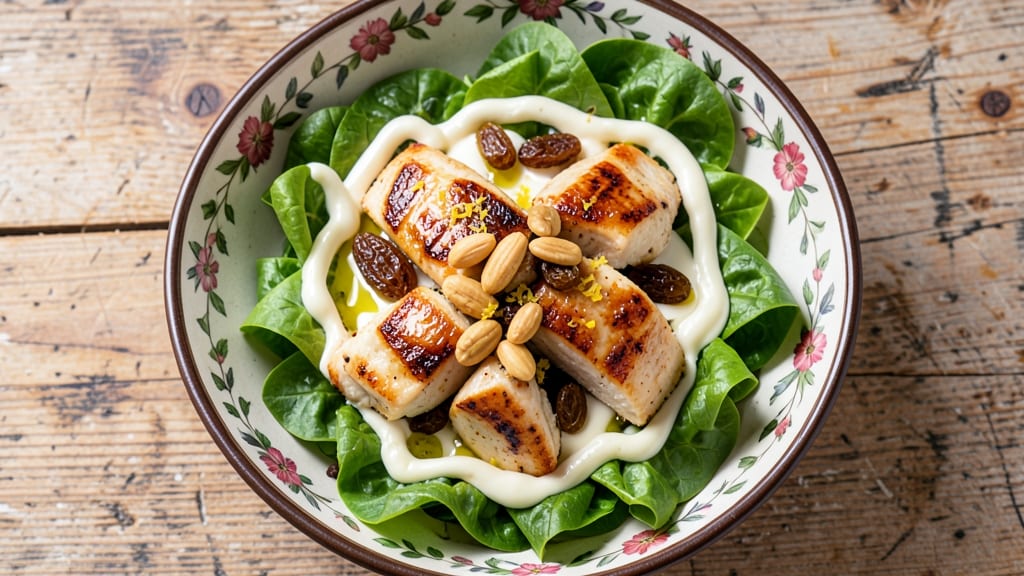 Chicken Curry Raisins Salad Recipe: Warm Spiced Chicken and Sweet Raisins in Creamy Herb Dressing