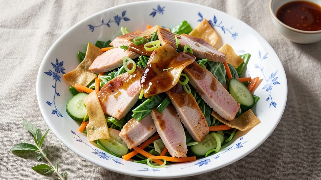 Chinese Chopped Chicken Salad Recipe: Crispy Wonton Strips and Tangy Sesame-Lime Vinaigrette