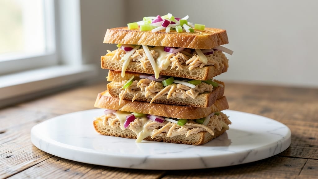 Chicken Salad Finger Sandwiches Recipe: Crisp Celery Crowns and Creamy Herb Cheese Layers