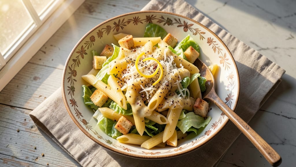 Cesar Salad Pasta Salad Recipe: Crispy Croutons and Parmesan Twist