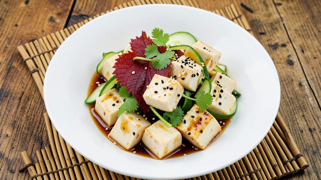 Chinese Cold Tofu Salad Recipe: Crispy Cubes and Tangy Sesame Dressing