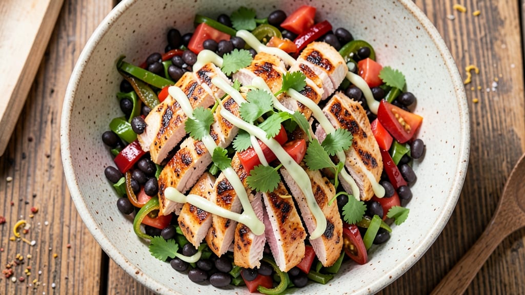 Chicken Fajita Salad Recipe with Black Beans: Zesty Lime and Cumin-Spiced Protein Bowl