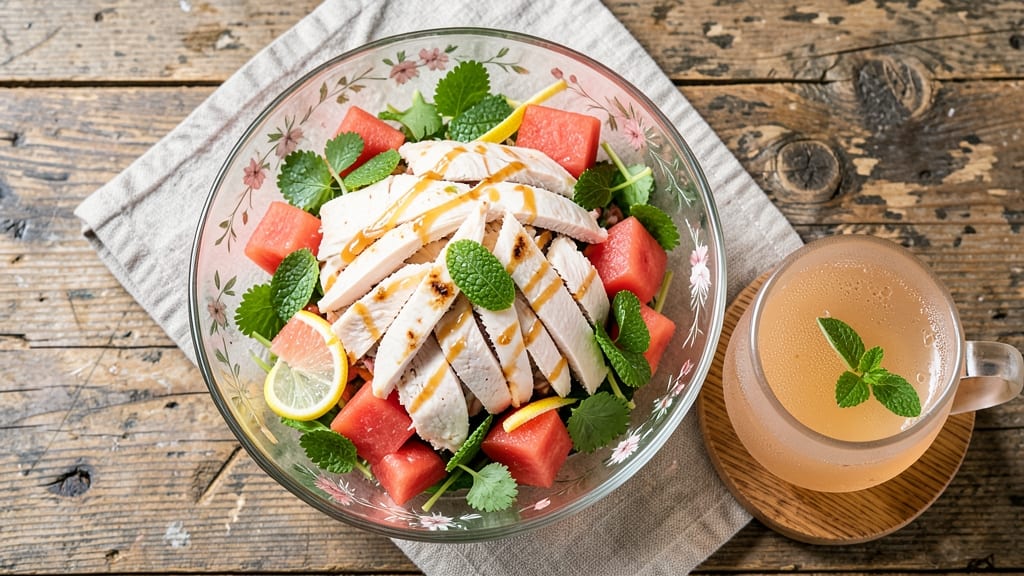 Chick Watermelon Tea Chicken Salad Recipe: Refreshing Summer Sip with Herbal Zing