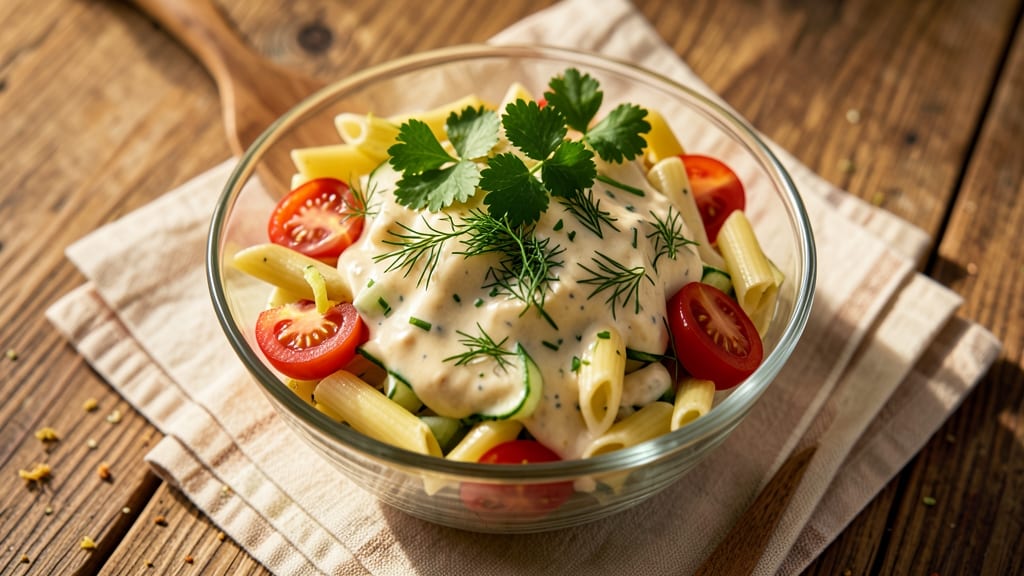 Cold Pasta Salad Recipe With Mayonnaise: Al Dente Noodles and Creamy Herb Bliss