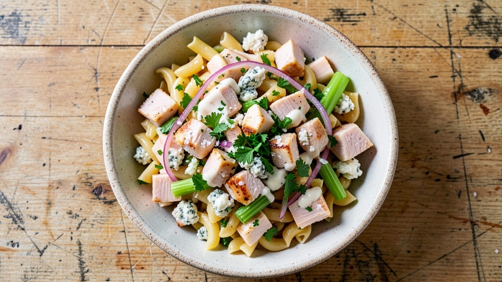 Chicken Gorgonzola Pasta Salad Recipe: Bold Cheese and Celery Crunch Combo