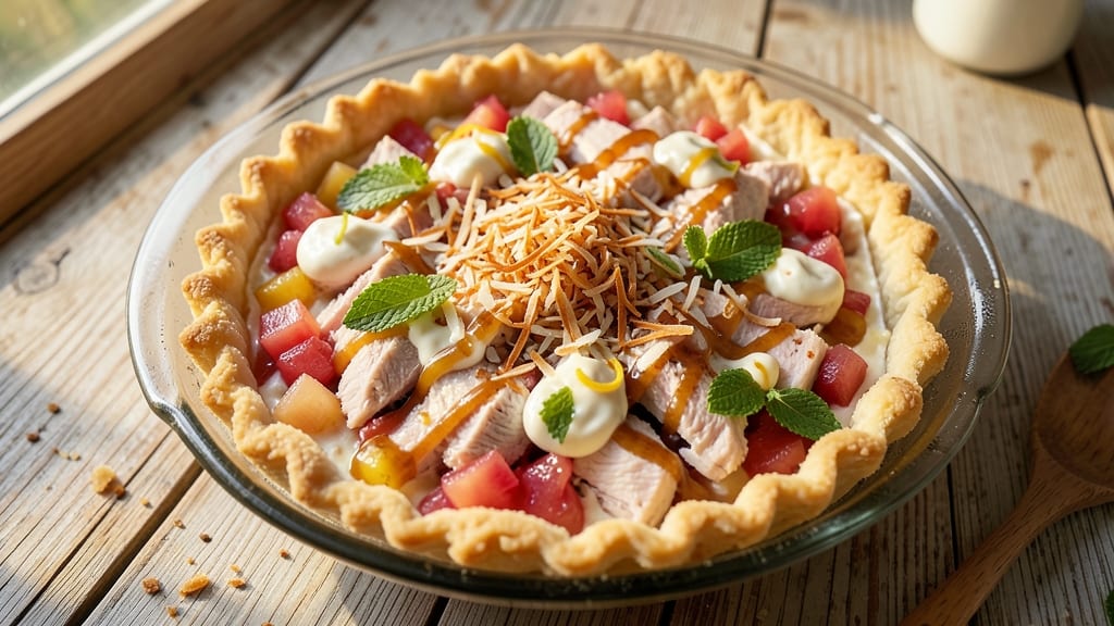 Chick Pina Colada Chicken Salad Pie Recipe: Tropical Cream Cheese Crust Meets Juicy Chicken