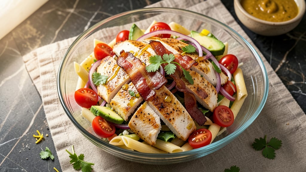 Chicken Cobb Pasta Salad Recipe: Al Dente Noodles and Melty Cheese Harmony