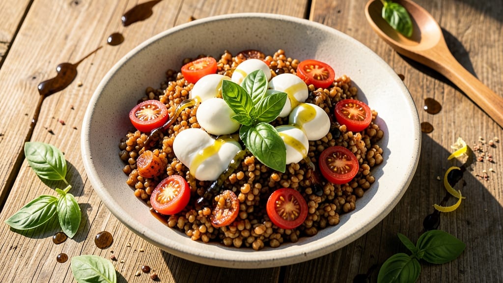 Caprese Farro Salad Recipe: Bright Tomato-Mozzarella Bites With Nutty Farro