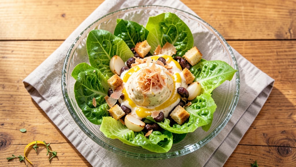 Classic Caesar Salad Recipe Ingredients for 6 Servings: Zero-Mayo Cream Cheese Crunch