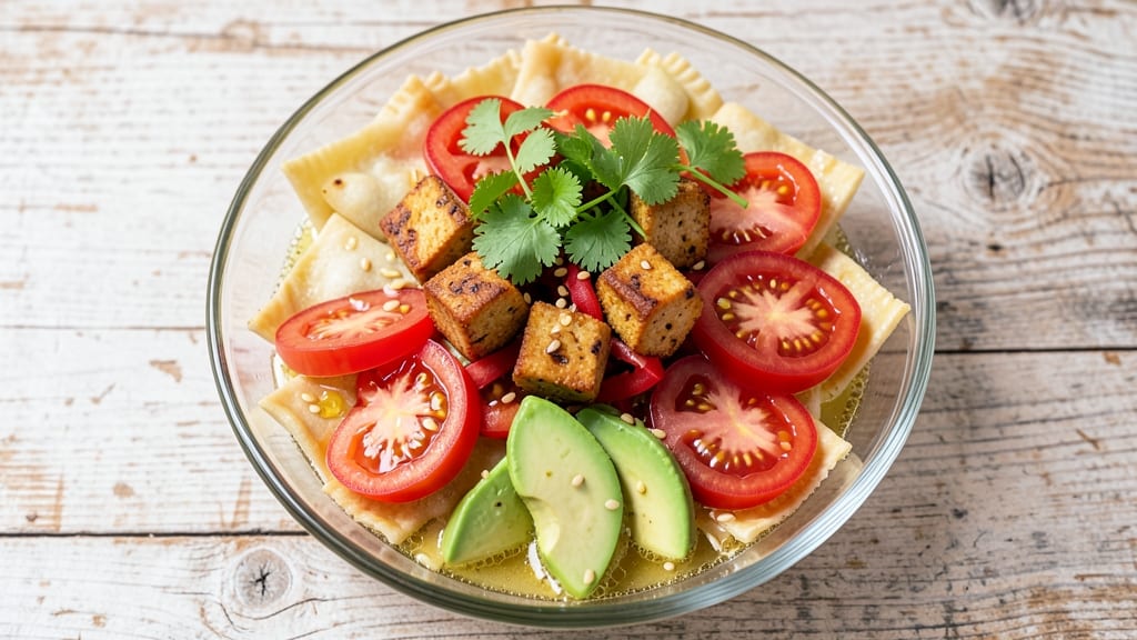 Sweet Tomatoes, Wonton, and Happiness Salad Recipe: Sweet-Savory Balance in 15 Minutes