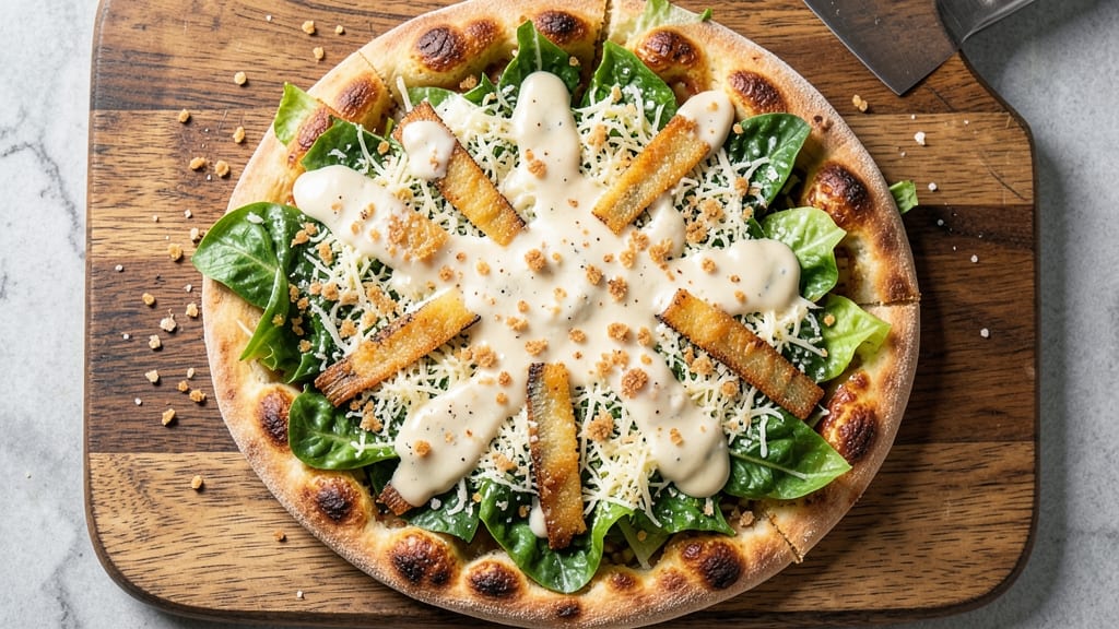 Cesar Salad Pizza Recipe: Crispy Crust Meets Creamy Herb Cheese Twist