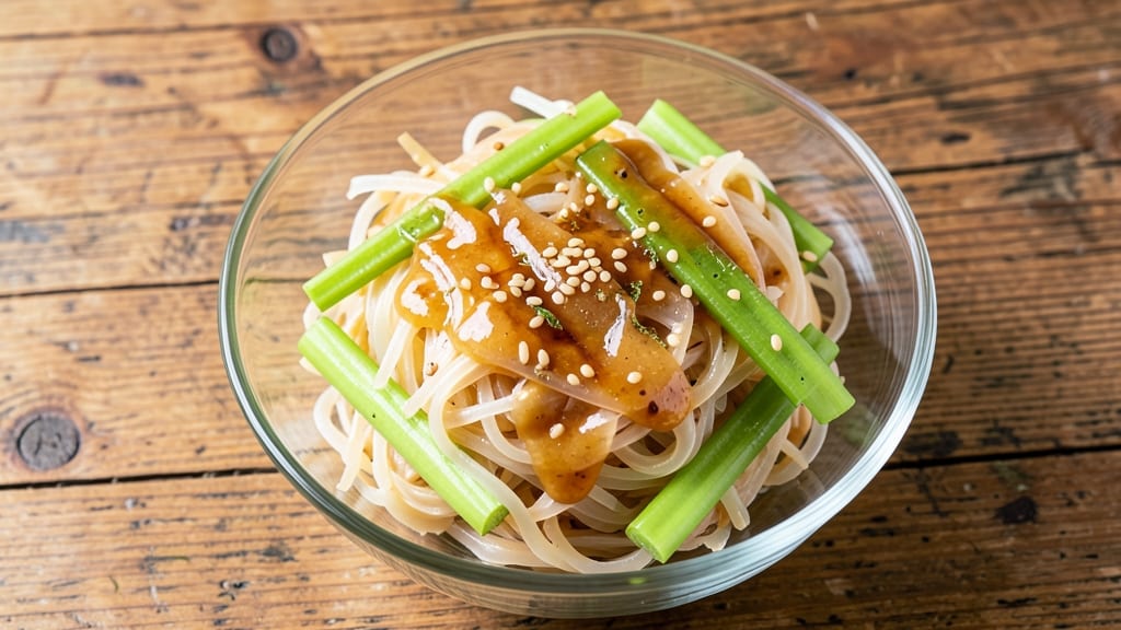 Cellophane Noodle Salad Recipe: Crisp Celery Crowns and Tangy Peanut Dressing Twist