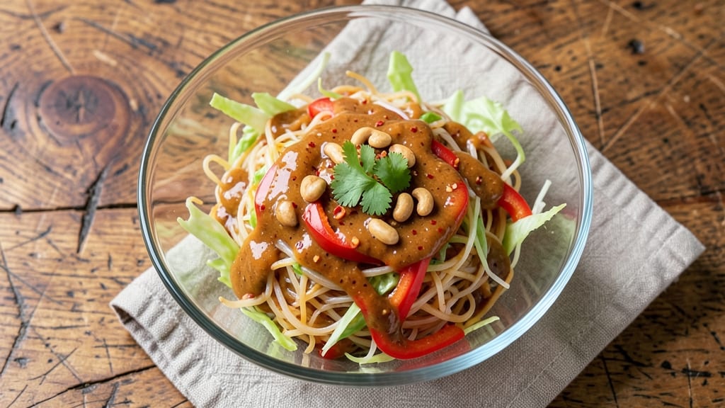 Cold Noodle Salad With Spicy Peanut Sauce Recipe: Crunchy Rice Noodles and Nutty Heat Balance