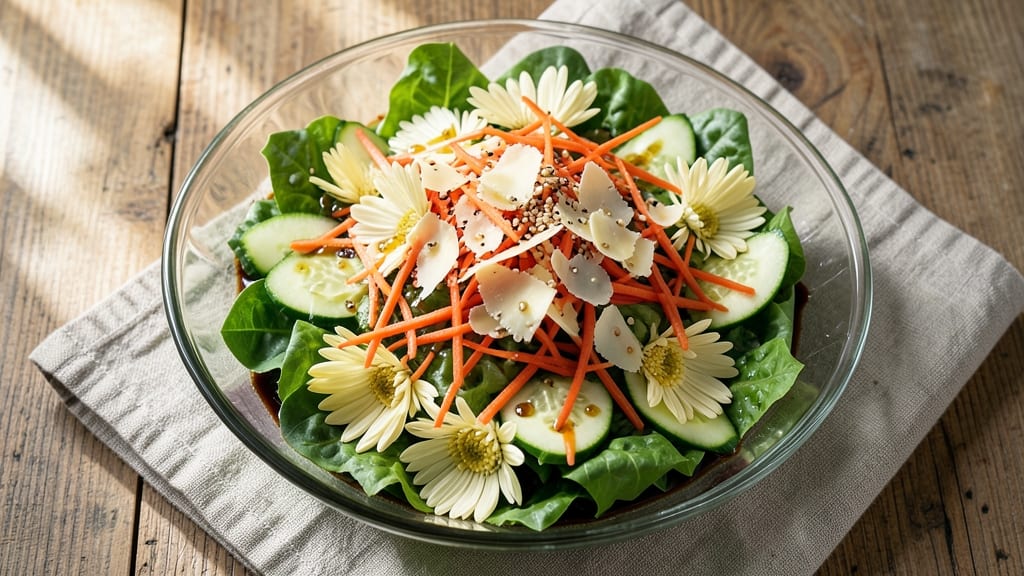 Chrysanthemum and Sesame Salad Recipe: Crunchy Petals with Nutty Dressing