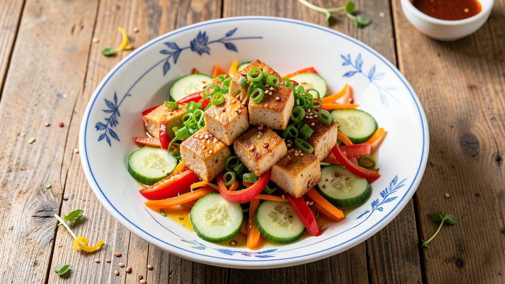 Chinese Tofu Salad Recipe: Crispy Edges and Silky Sesame Dressing