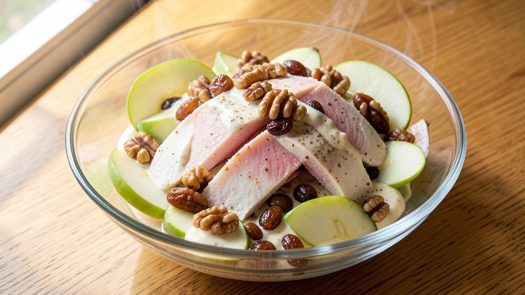 Chicken Salad Recipe with Apples and Raisins: Warm Spiced Nuts and Juicy Fruit Harmony