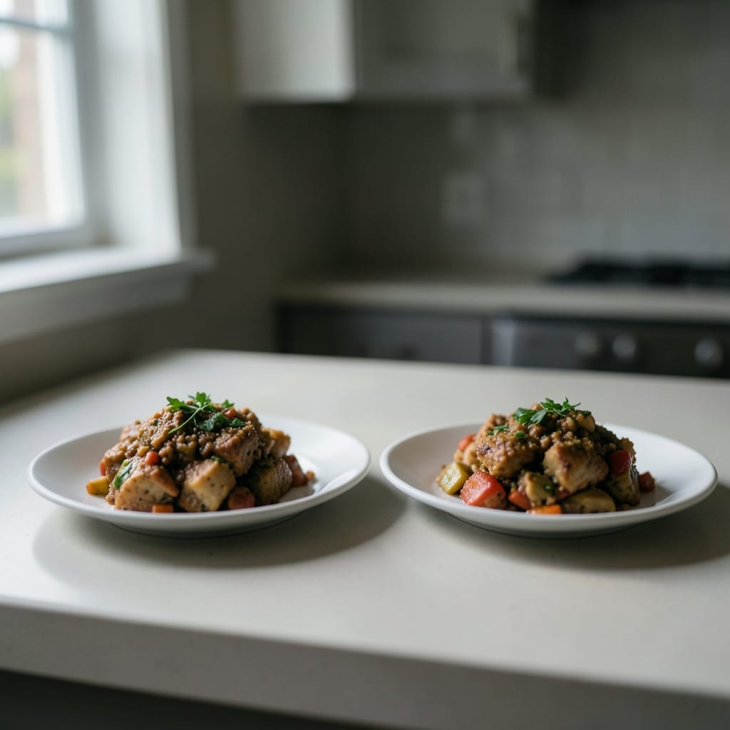 Two versions of the same dish, side by side