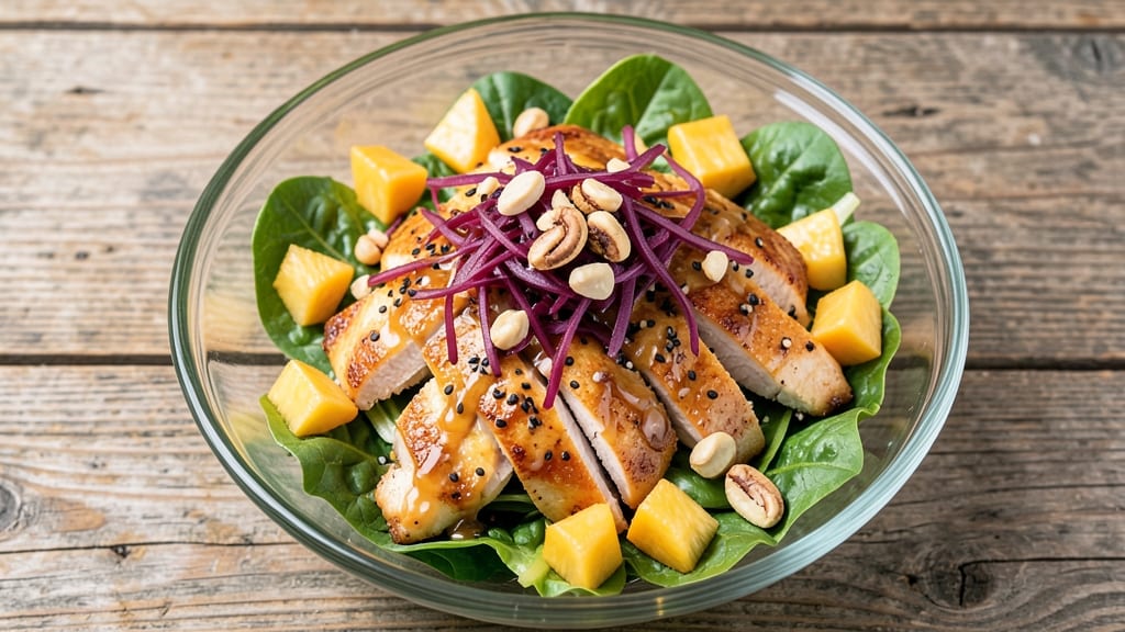 Chinese Chicken Salad Hawaii Recipe: Grilled Pineapple and Macadamia Nut Crunch