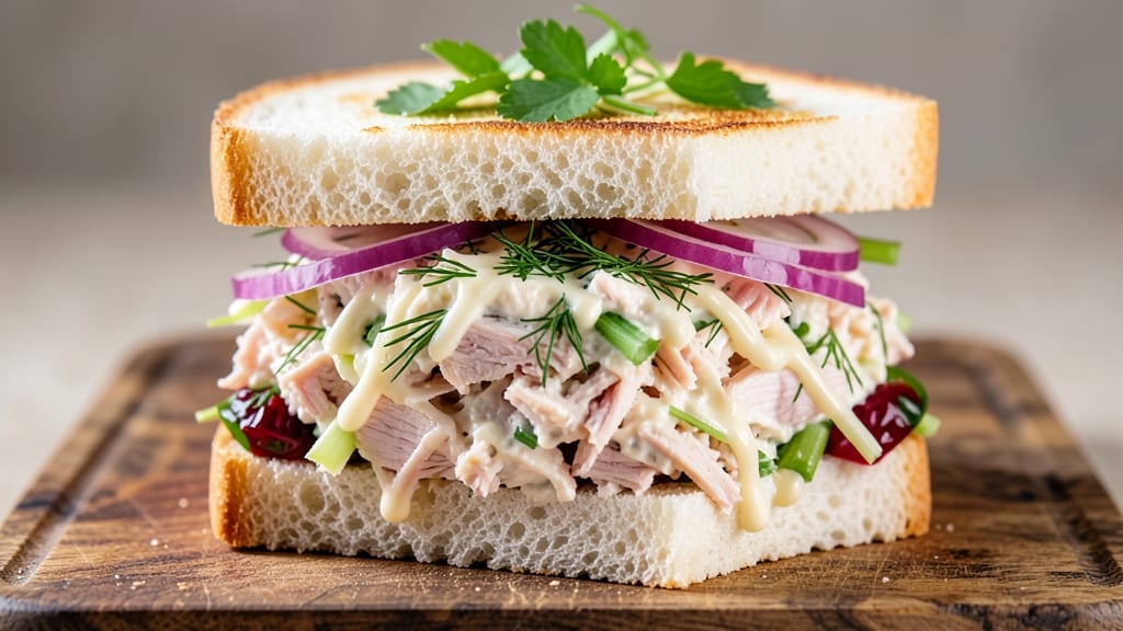 Chicken Salad Sandwich With Relish Recipe: Crisp Celery Crowns and Tangy Herb Twist