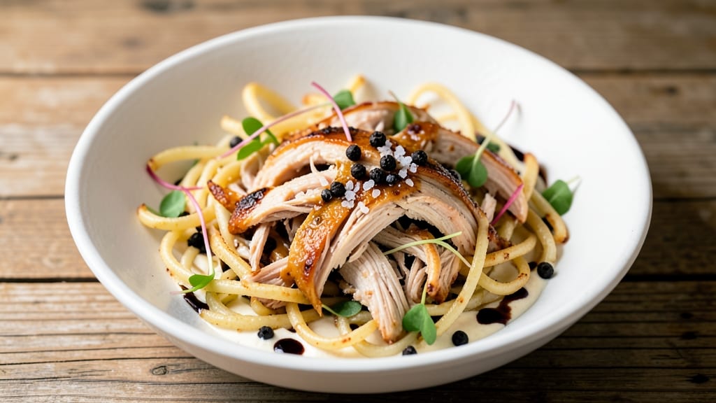 Chicken Salad With Shoestring Potatoes Recipe: Crispy Potato Bites and Juicy Chicken Bites