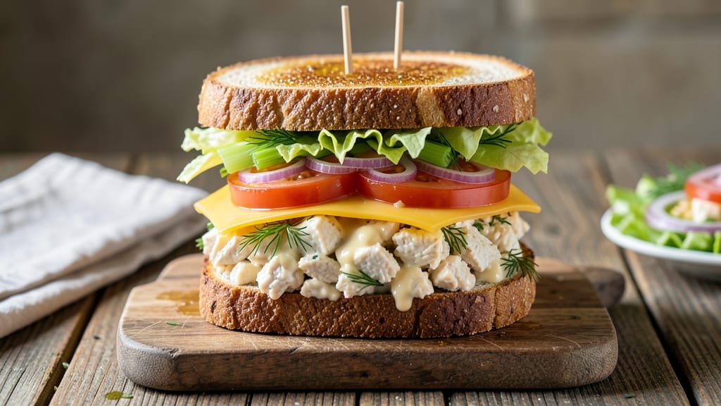 Chicken Salad Club Sandwich Recipe: Stacked Crunch and Creamy Layers