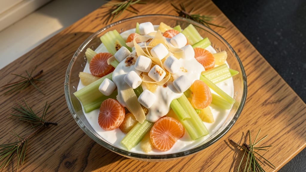 Classic Ambrosia Salad Recipe With Sour Cream: Crisp Celery Crowns and Citrusy Sweetness Balance