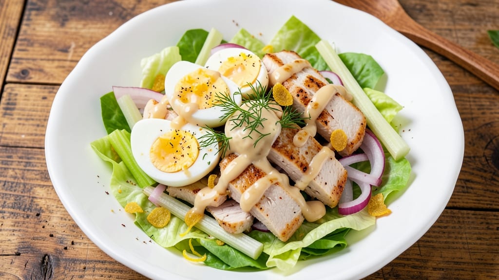 1000 Island Salad Recipe: Crisp Celery Crowns and Creamy Herb Cheese Layers
