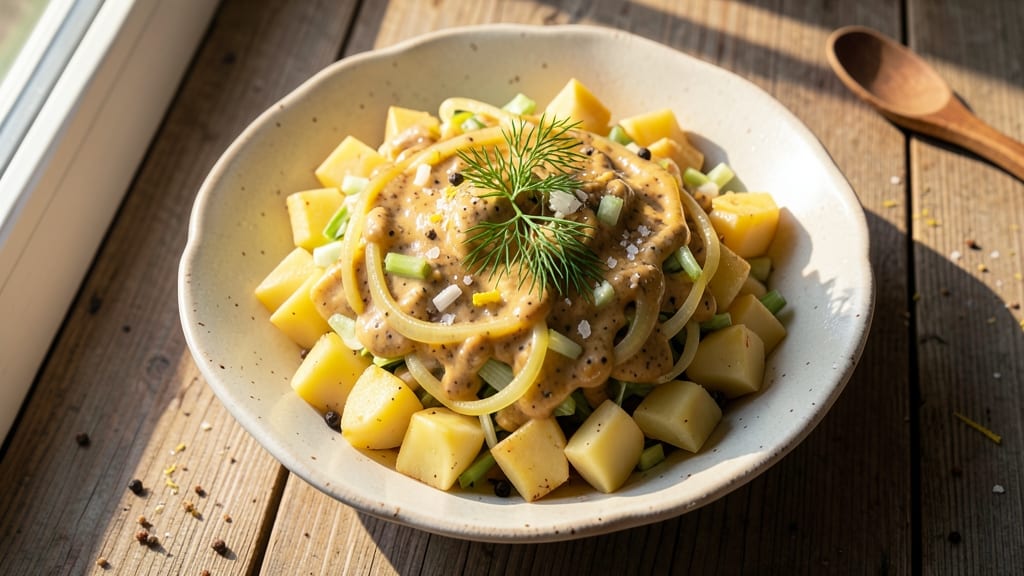 Classic Mustard Potato Salad Recipe: Bold Spice and Crunchy Celery Crowns
