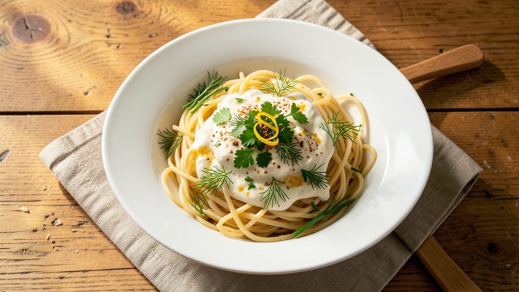 Capellini Pasta Salad Recipe: Crunchy Celery Crowns and Herb Cream Cheese Twist