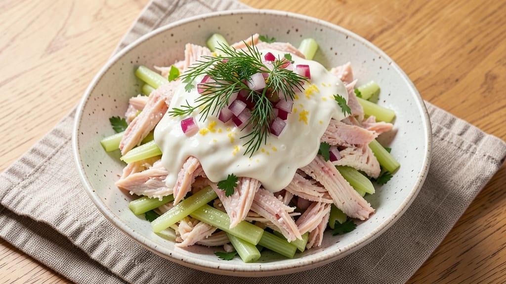 Chick-Jazzy-Julie Chicken Salad Recipe: Bold Herb-Kick with Crunchy Celery Crowns