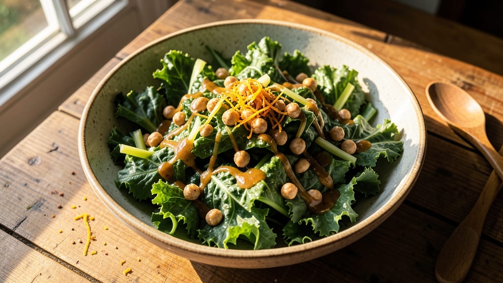 Cherry Creek Grill Kale Salad Recipe: Crisp Celery Crowns and Warm Spiced Chickpeas