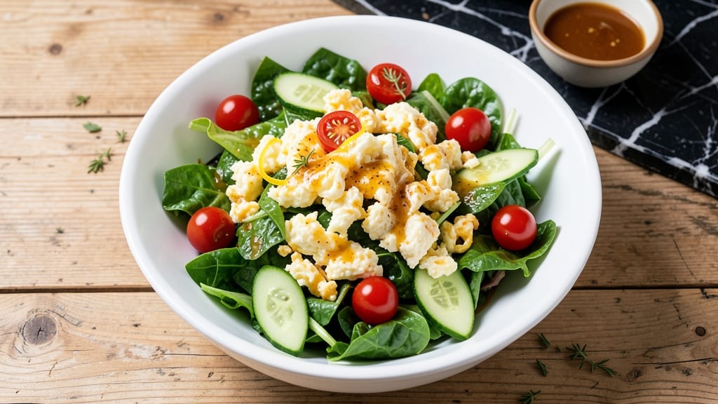 Tossed Salad and Scrambled Eggs Recipe: Protein-Packed Breakfast Lunch in 15 Minutes