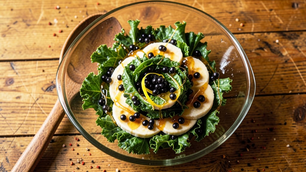 Caviar and Bananas Kale Salad Recipe: Luxurious Creamy Texture Meets Tropical Sweetness